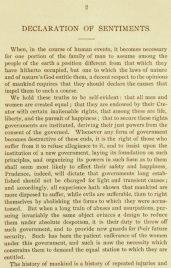 Seneca Falls Declaration September 14 Patriot Week Renewing The