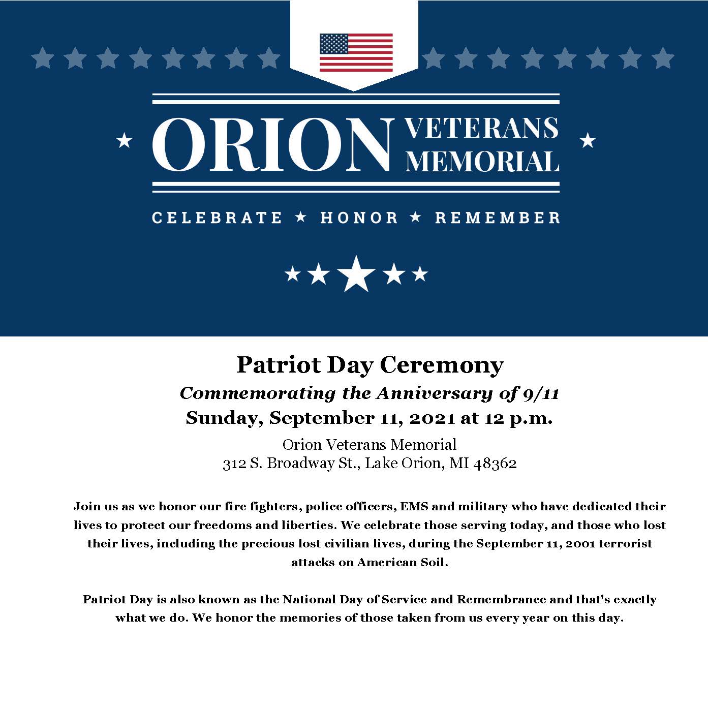 Patriot Day Ceremony – 9/11 Commemoration – Patriot Week – Renewing The ...